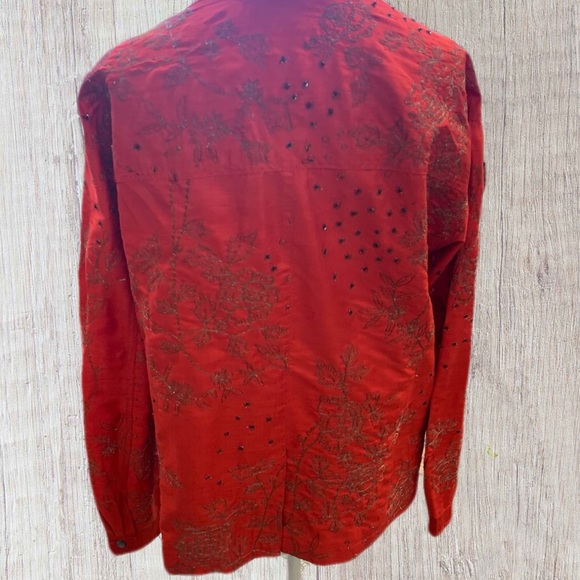 Chico's Asian Inspired mandarin Collared Shirt - Sz 1 - Picture 3 of 4